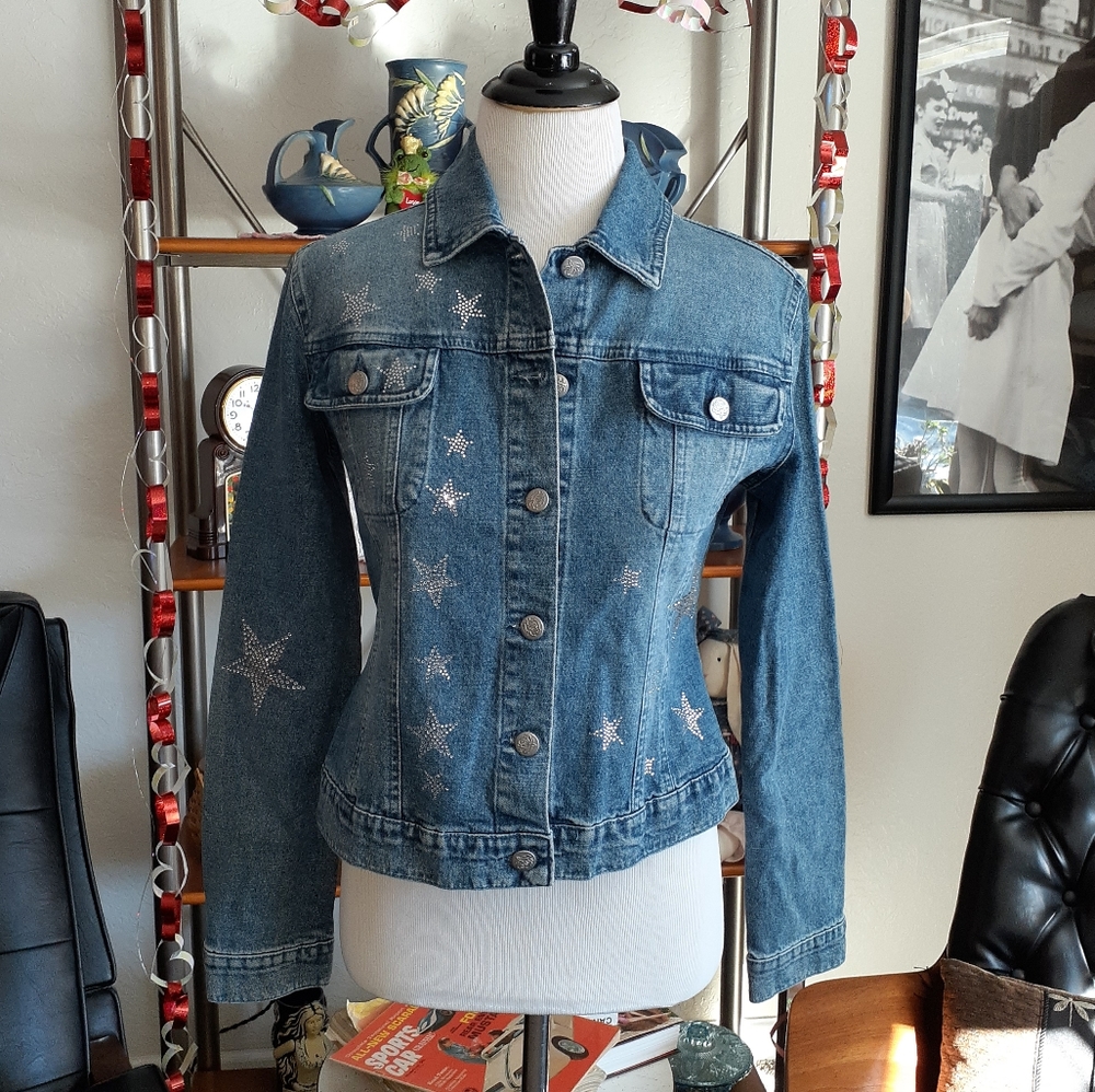 Blumarine jean jacket with sparkly Stars size 40 US size 2